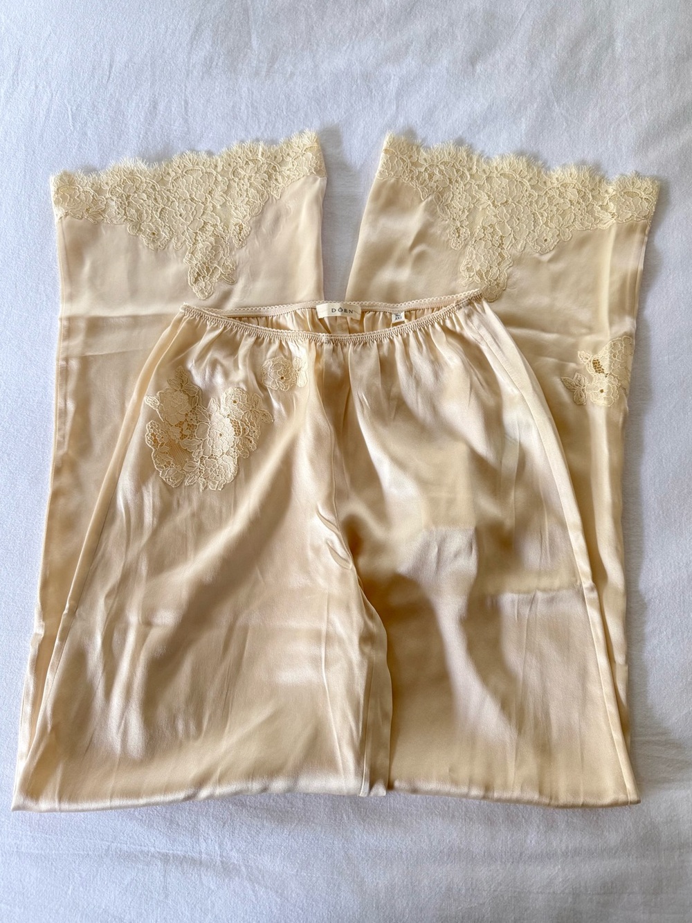 NWT Dôen Lavon Silk Lace-Trimmed Pants in Candlelight Size XXS - Picture 12 of 12